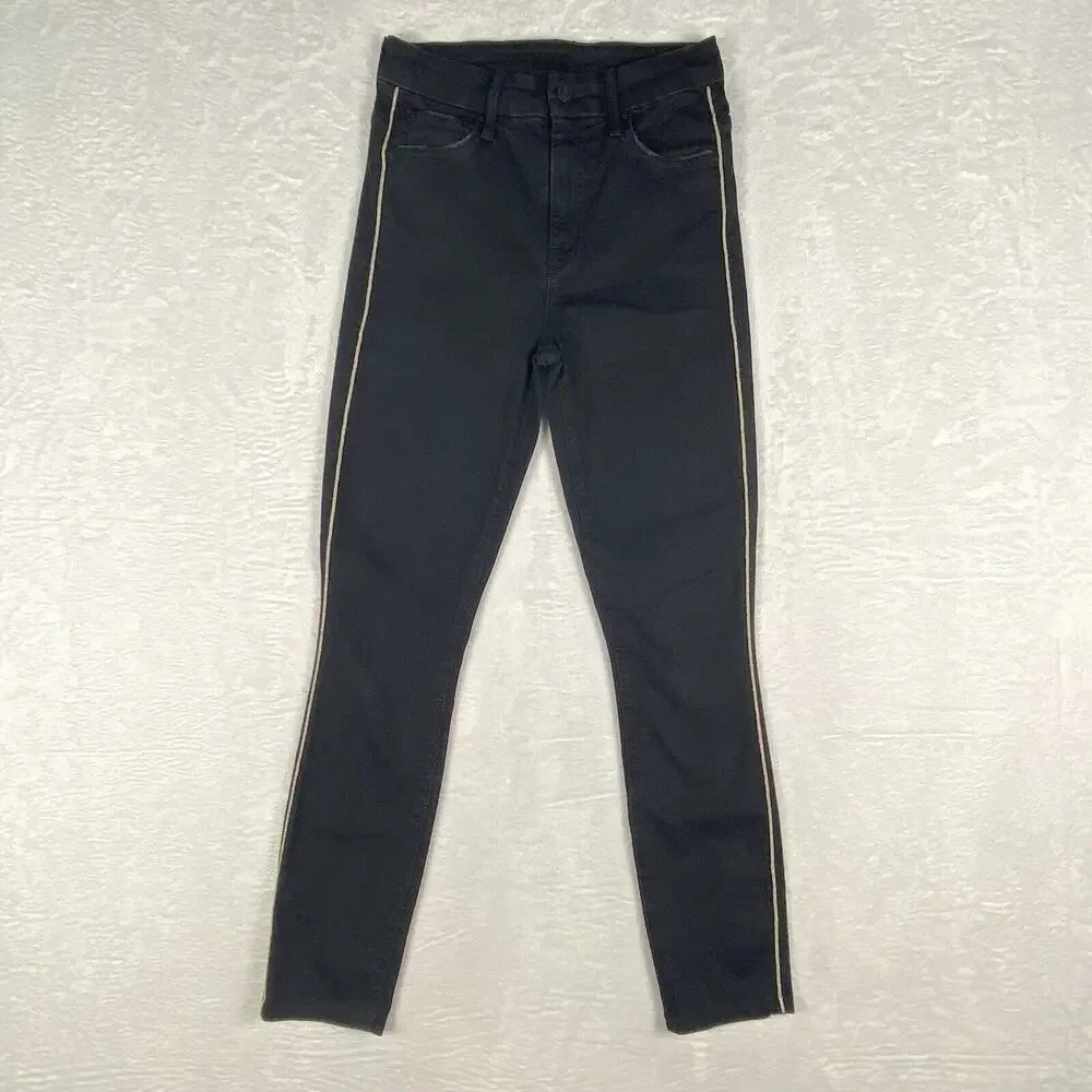 Mother Jeans Womens 25 Black Glam High Waist Looker Not Guilty One Liner Baddie